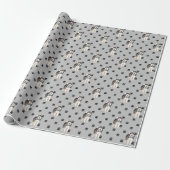 Malamute Dog Paw Print Pattern op Silver Cadeaupapier (Uitgerold)