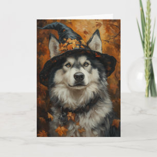 Malamute Heks Halloween Feestdagen Kaart