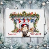 Malamute Hond Wacht op Kerstmis Open haard