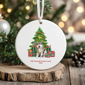 Malamute-hondenfamilie Kerstmis Keramisch Ornament