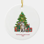Malamute-hondenfamilie Kerstmis Keramisch Ornament (Voorkant)
