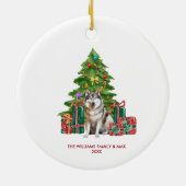 Malamute-hondenfamilie Kerstmis Keramisch Ornament (Achterkant)