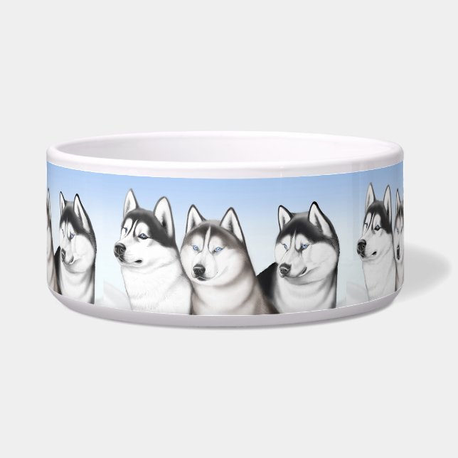 Malamute Husky Dogs Pet Bowl Voerbakje (Voorkant)