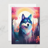Malamute Husky Modern Abstracte Dog-schilderkunst Briefkaart (Voorkant / Achterkant)