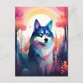 Malamute Husky Modern Abstracte Dog-schilderkunst Briefkaart (Voorkant)