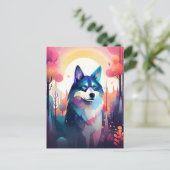 Malamute Husky Modern Abstracte Dog-schilderkunst Briefkaart (Staand voorkant)