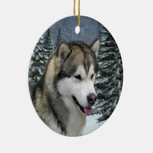 Malamute kerstversiering keramisch ornament (Rechts)