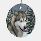 Malamute kerstversiering keramisch ornament (Links)