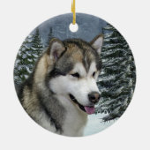 Malamute kerstversiering keramisch ornament (Achterkant)