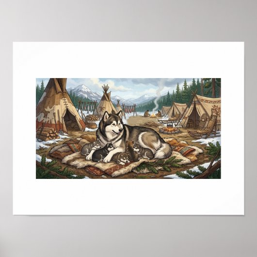 Malamute Moeder Versie 1 Poster (Voorkant)
