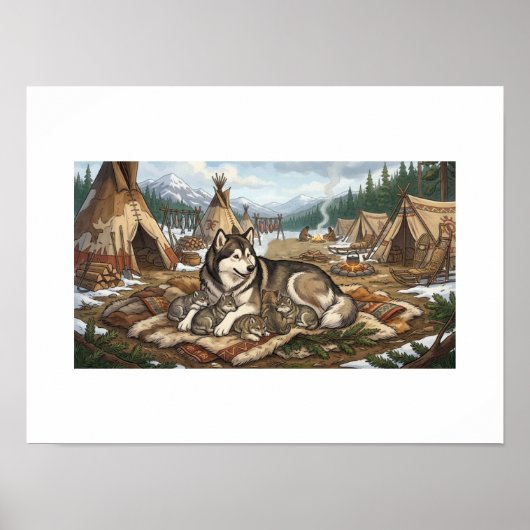 Malamute Moeder Versie 2 Poster (Voorkant)
