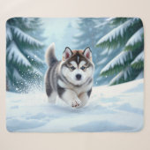 Malamute Pup in de Sneeuw Sherpa Deken (Voorkant (horizontaal))
