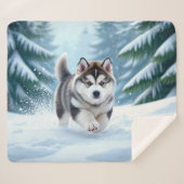 Malamute Pup in the Snow Sherpa Deken (Voorkant (horizontaal))
