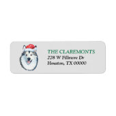 Malamute Santa Hat Return-adres Etiket (Voorkant)