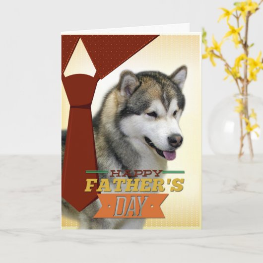Malamute-Vaderdag-Kaart Kaart (Gele Bloem)