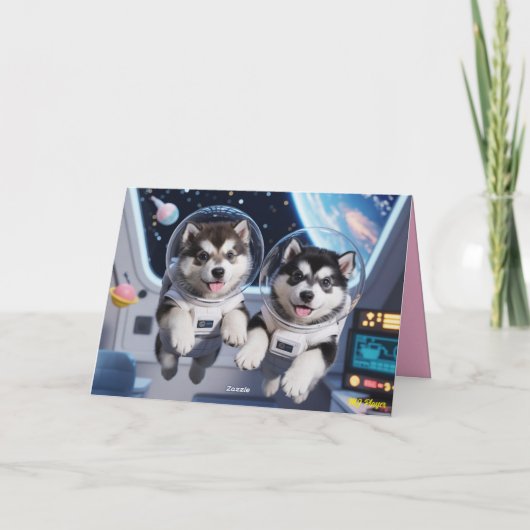 Malamute Valentine Card Feestdagen Kaart (Achterkant)