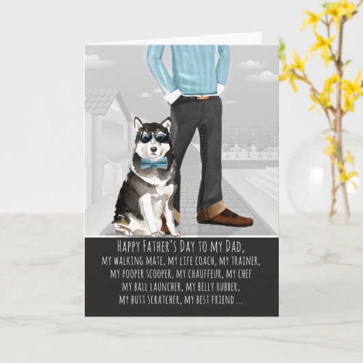 Malamute van de Dog Vaderdag Funny Kaart (Gele Bloem)