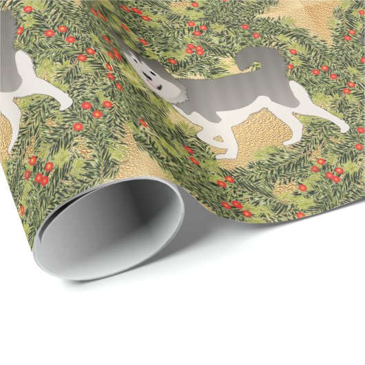 Malamute Wreath Cadeaupapier (Rol Hoek)
