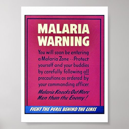 Malaria Waarschuwing Poster (Voorkant)