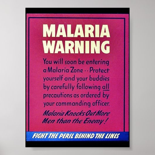 Malaria Waarschuwing Poster (Voorkant)