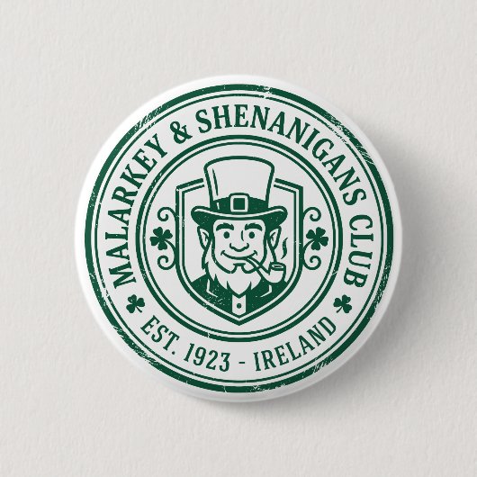 Malarkey & Shenanigans Club St. Patrick's Day Ronde Button 5,7 Cm (Voorkant)