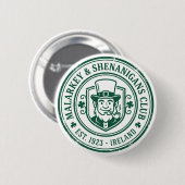 Malarkey & Shenanigans Club St. Patrick's Day Ronde Button 5,7 Cm (Voorkant /achterkant)