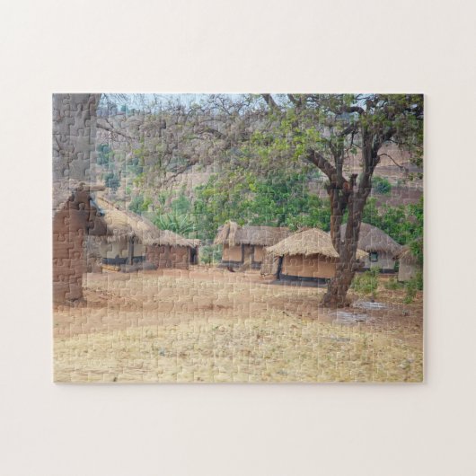 Malawi dorpshutten. legpuzzel (Horizontaal)
