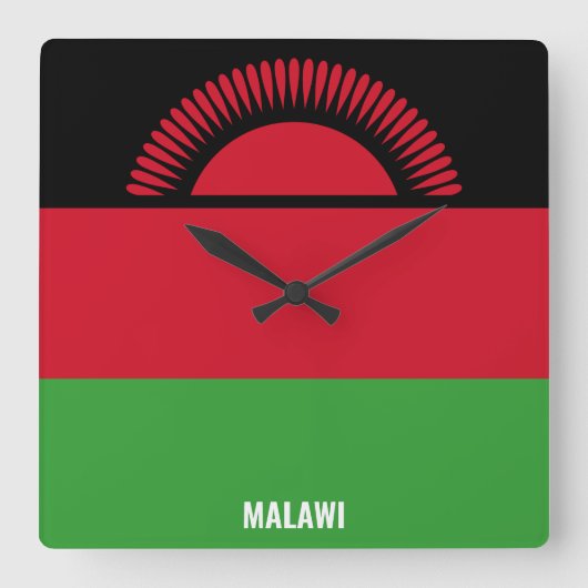 Malawi Flag Dazzling Patriotic Vierkante Klok (Voorkant)