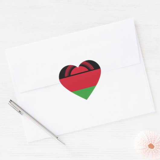 Malawi Flag Hart Sticker (Envelop)