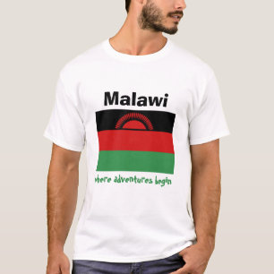 Malawi Flag + Map + Tekst T-Shirt