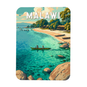 Malawi Illustratie Reis Kunst Vintage Magneet