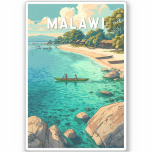 Malawi Illustratie Reis Kunst Vintage Sticker