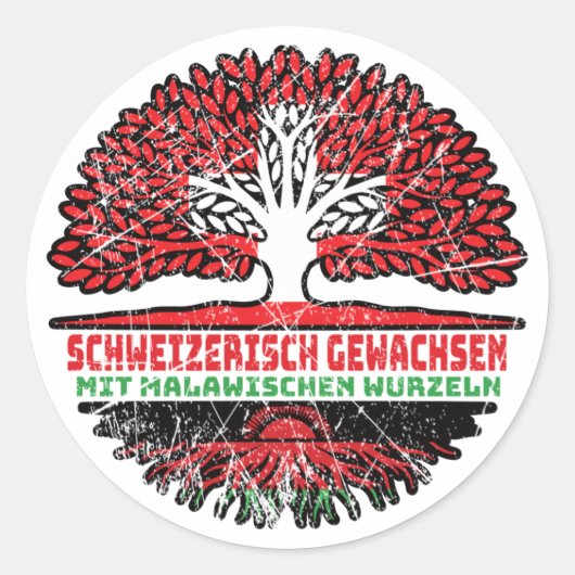 Malawi Malawisch Schweizer Schweiz Baum Wurzel Ronde Sticker (Voorkant)