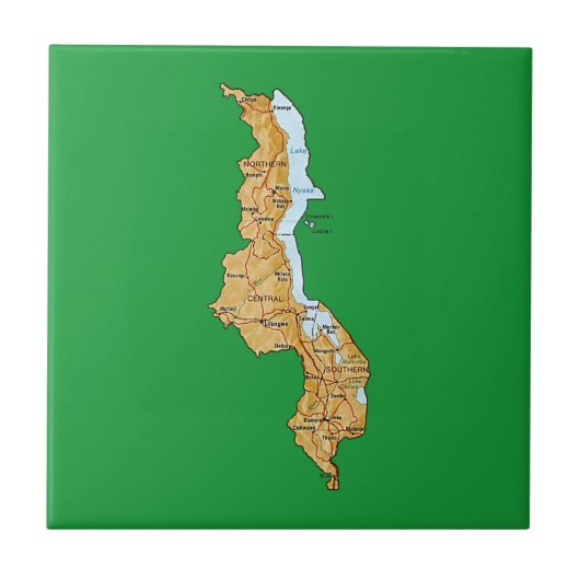 Malawi Map Tile Tegeltje (Voorkant)
