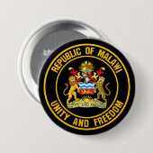 Malawi Round Emblem Ronde Button 7,6 Cm (Voorkant /achterkant)