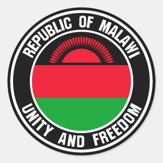 Malawi Round Emblem Ronde Sticker (Voorkant)
