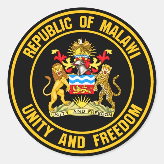 Malawi Round Emblem Ronde Sticker (Voorkant)