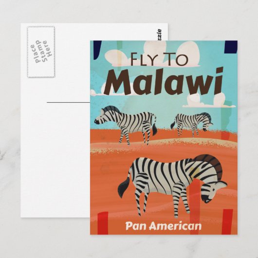 Malawi vintage-poster briefkaart (Voorkant / Achterkant)