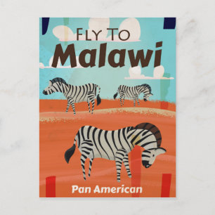 Malawi vintage reisposter briefkaart