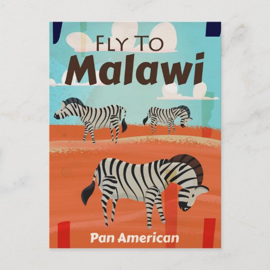 Malawi vintage reisposter briefkaart (Voorkant)