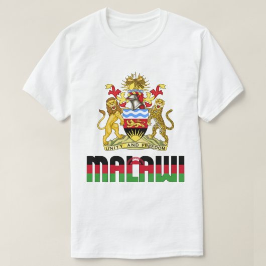 Malawi vlag en wapenschild t-shirt (Design voorkant)