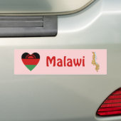 Malawi Vlag Hart + Landkaart Bumpersticker (Op auto)