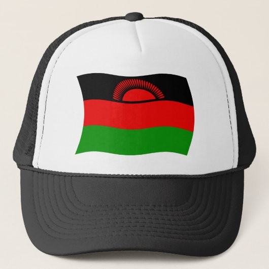 Malawi Vlag Hoed Trucker Pet (Voorkant)