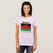 Malawi Vlag + Kaart + Tekst T-Shirt (Voorkant volledig)