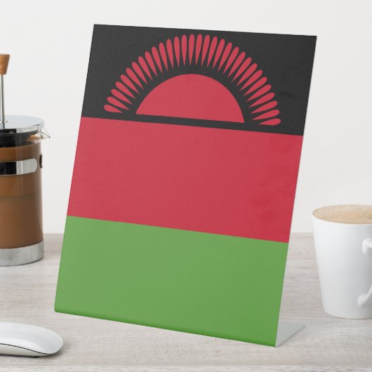 Malawi vlag reclamebord met voetstuk (Insitu)