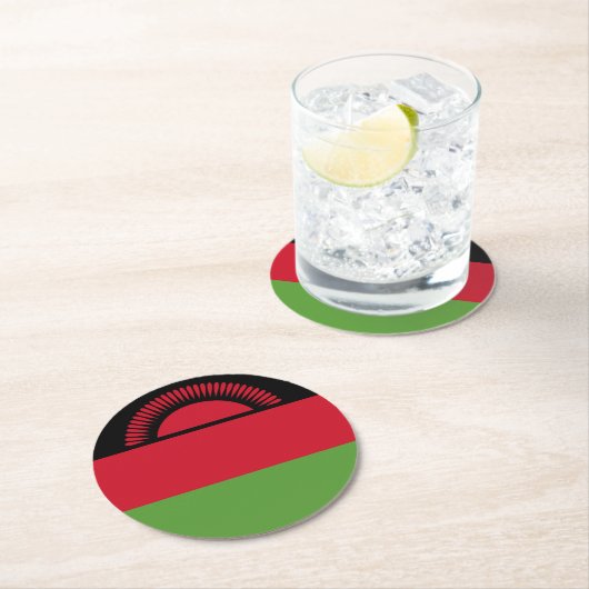 Malawi vlag ronde kartonnen onderzetter (Insitu)