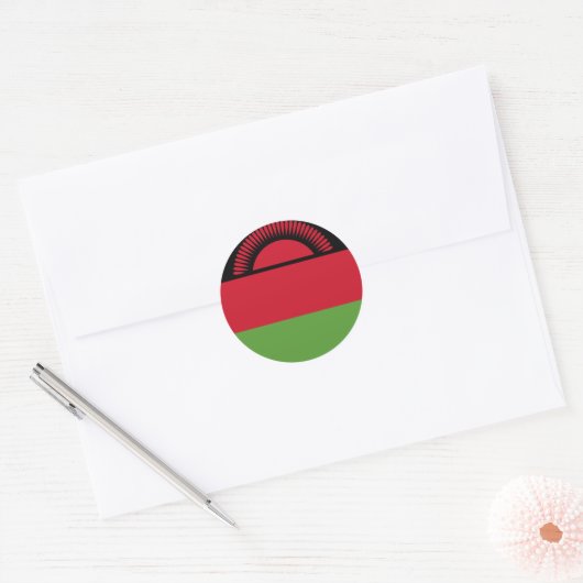 Malawi vlag ronde sticker (Envelop)