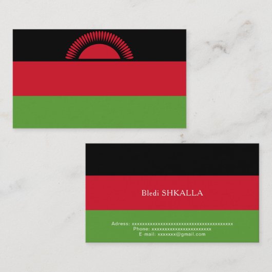 Malawi vlag visitekaartje (Voorkant / Achterkant)