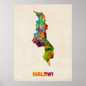 Malawi Waterverf Map Poster (Voorkant)