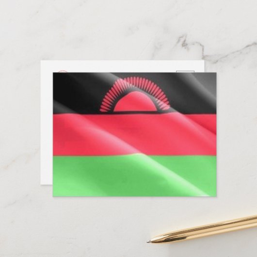Malawi - Waving Flag - Briefkaart (Voorkant / Achterkant in situ)